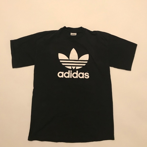Vtg 80’s Adidas BIG Trefoil T shirt double sided - Picture 1 of 8
